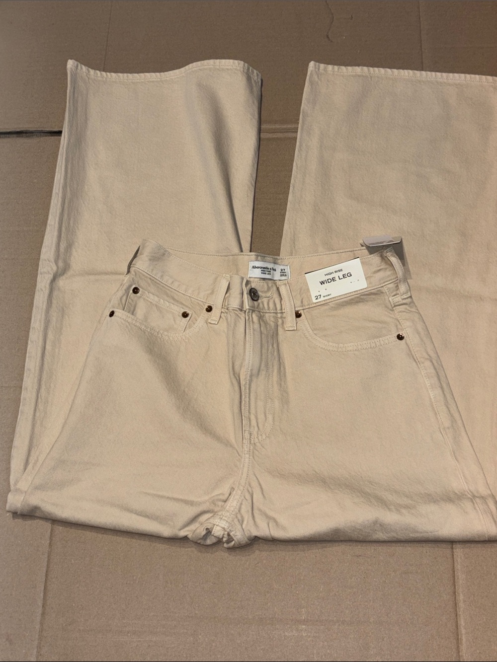 Abercrombie Wide Leg Cream Jeans